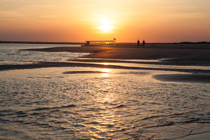 Sunset over the beach in the Barrier Islands