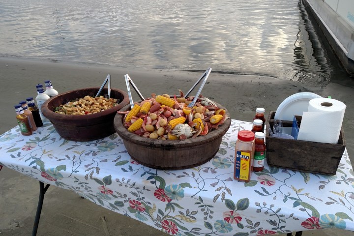 Beachside cookout spread