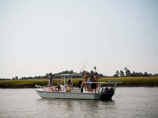 a small boat in a body of water