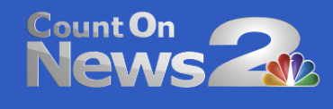 Logo of Count On News 2 with NBC peacock on blue background.