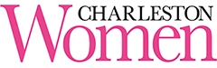Logo with 'Charleston Women' in bold pink and black text.